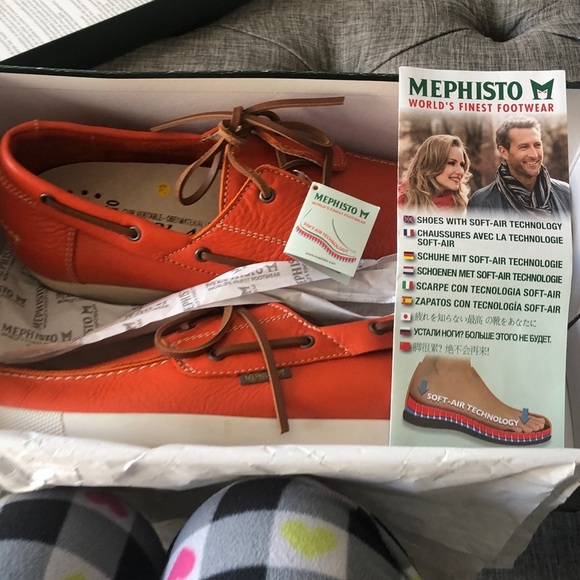 Mephisto Vibrant Orange Boat Shoes - Picture 7 of 8